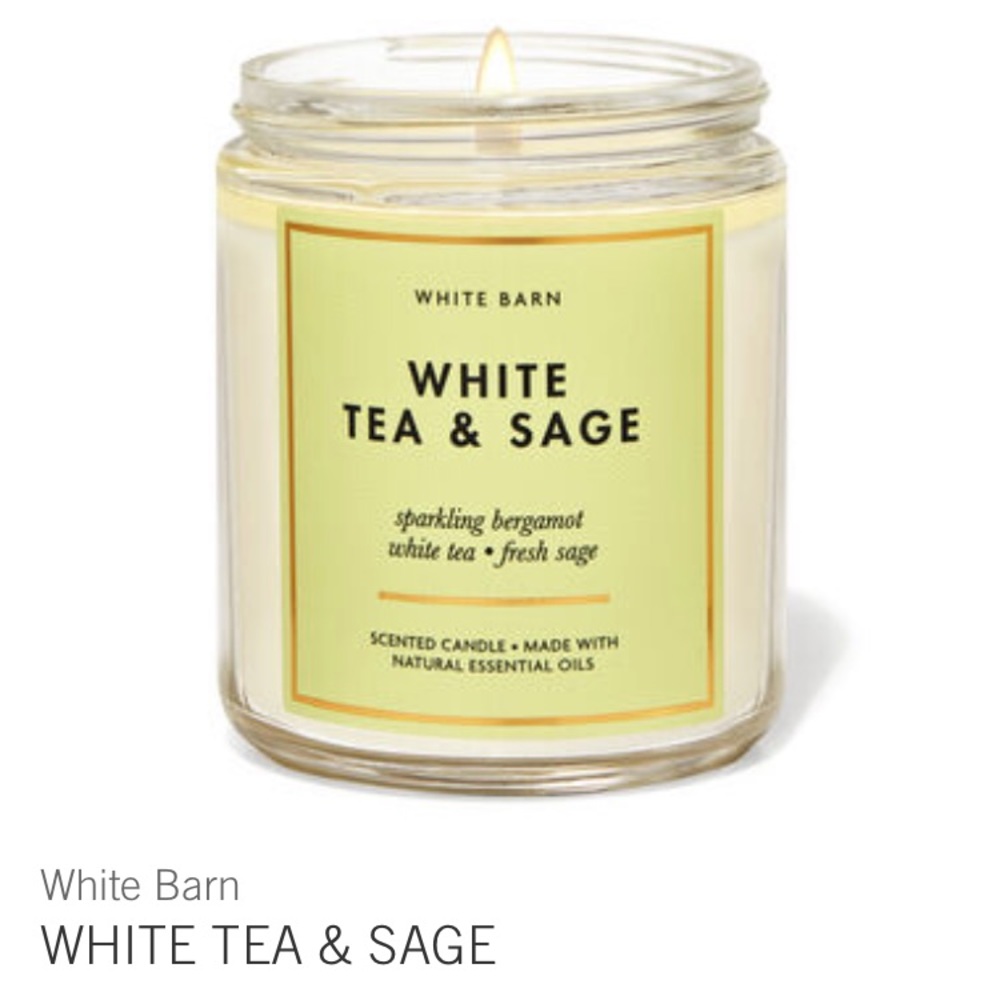 NWT White Barn White Tea & Sage Single Wick Candle